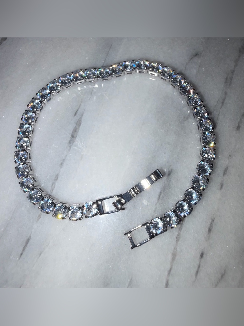 Tennis Bracelet - Silver Plated With Moissanite Stones 7”